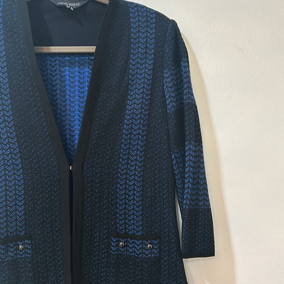 MIN WANG  WOMENS HEAVYWEIGHT CARDIGAN BLACK BLUE LONG SLEEVE SIZE SMALL - Picture 4 of 15